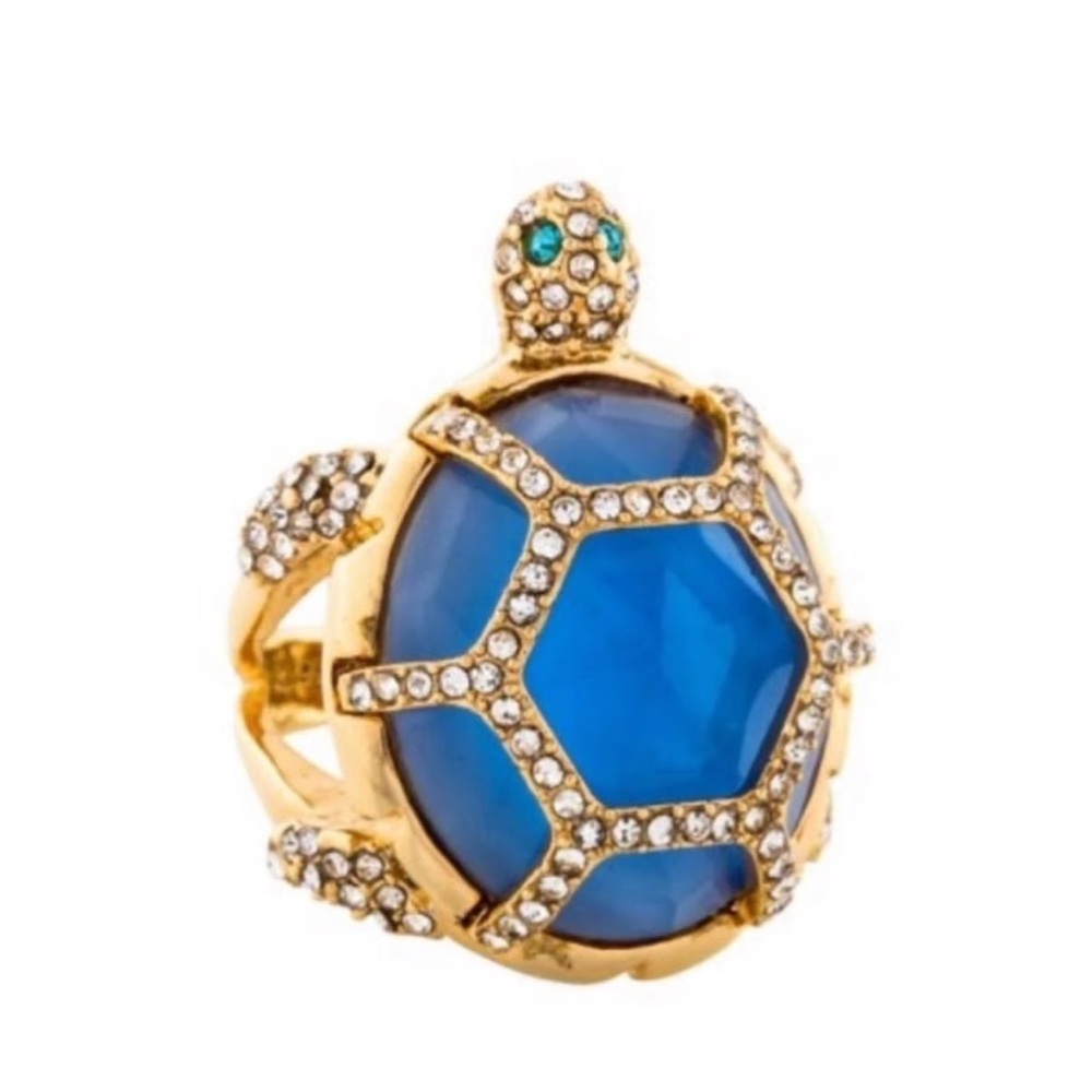 Kate Spade Gold Turtle Ring with Blue Gemstone